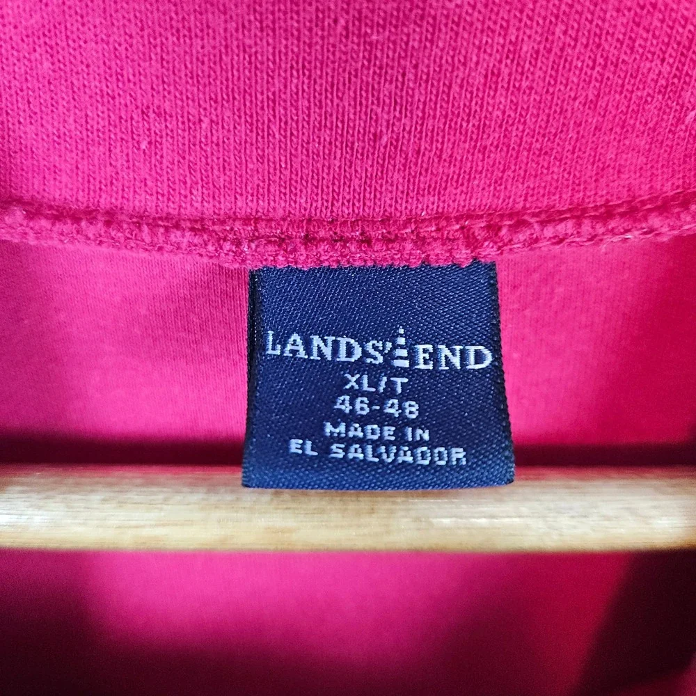 Lands End Men's Red Turtleneck Pullover Size XL/T 100%‎ Cotton Preppy FADING